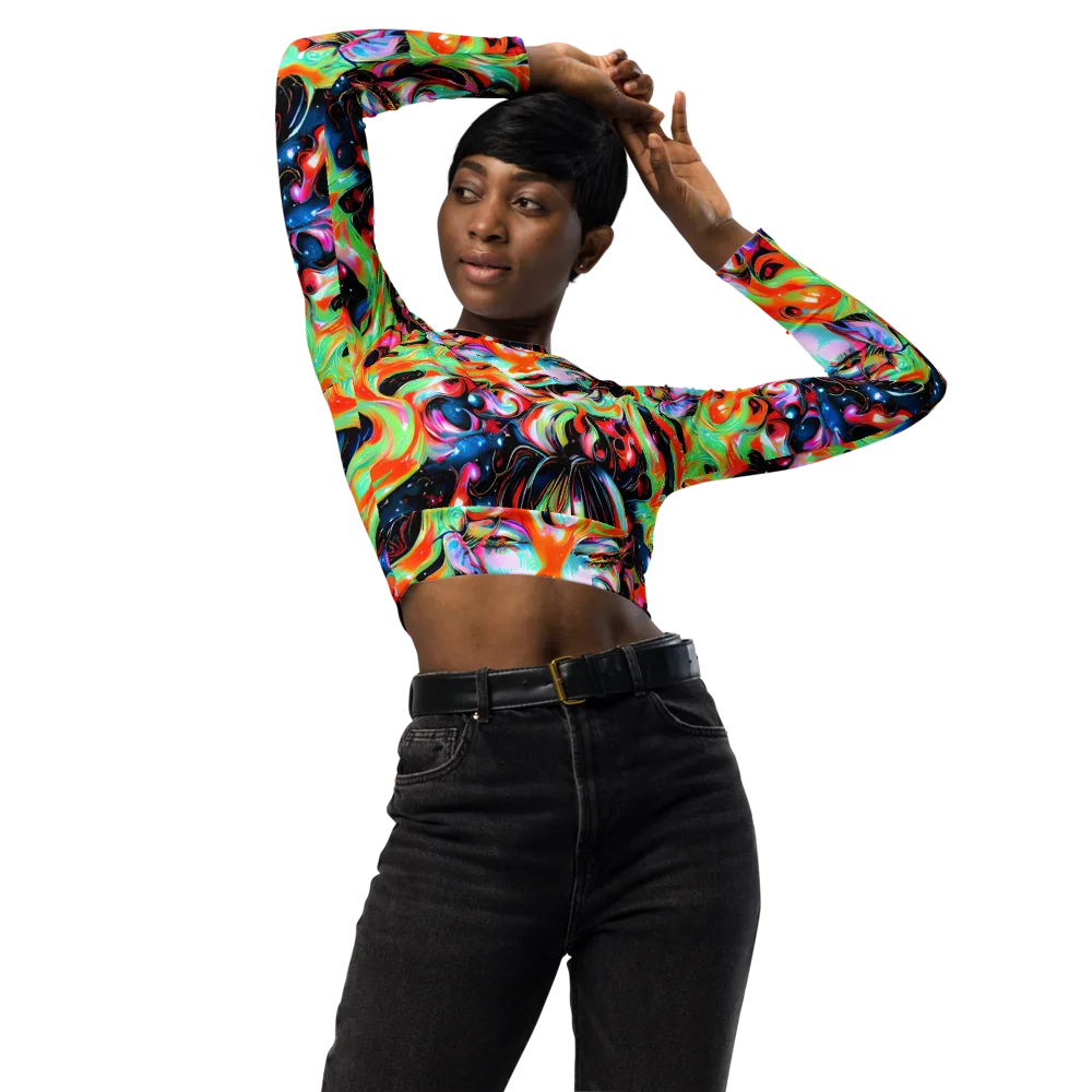 Viveros Vortex on Long Sleeve Crop Top — Front