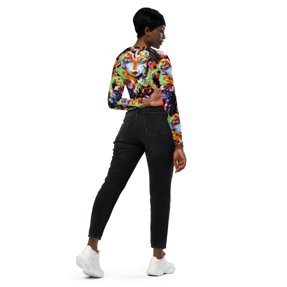 Viveros Vortex on Long Sleeve Crop Top — Right Back