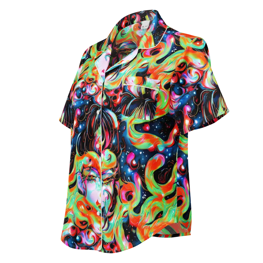 Viveros Vortex on Women's Short Sleeve Pajama Top — Left Front