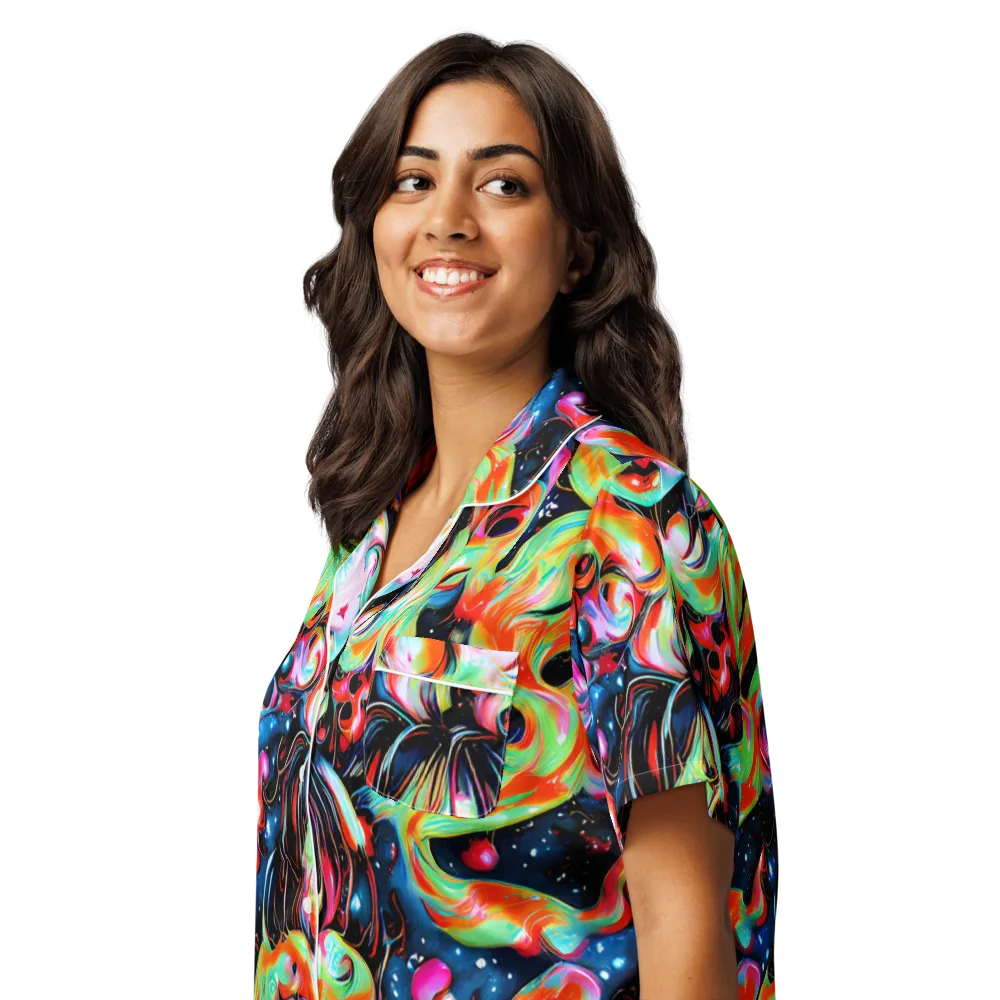 Viveros Vortex on Women's Short Sleeve Pajama Top — Left Front