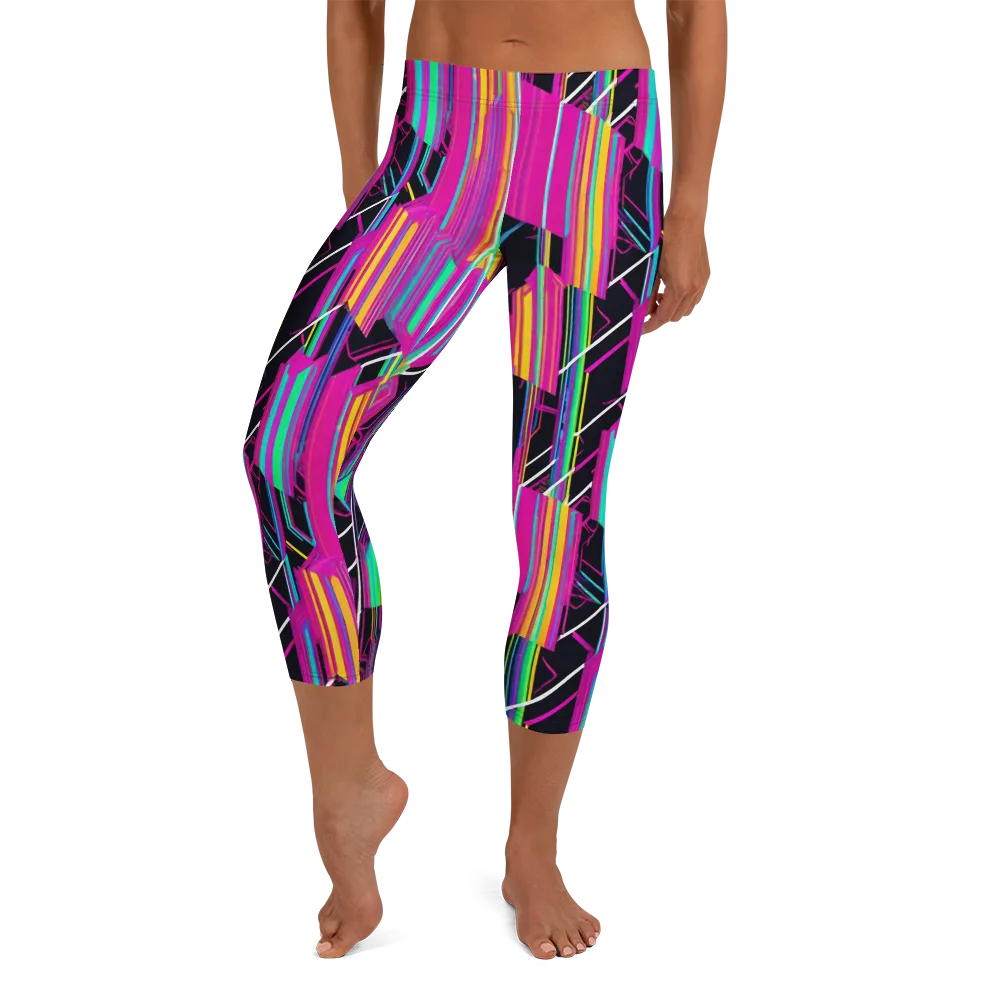 Neon Prism Shift on Capri Leggings — Front