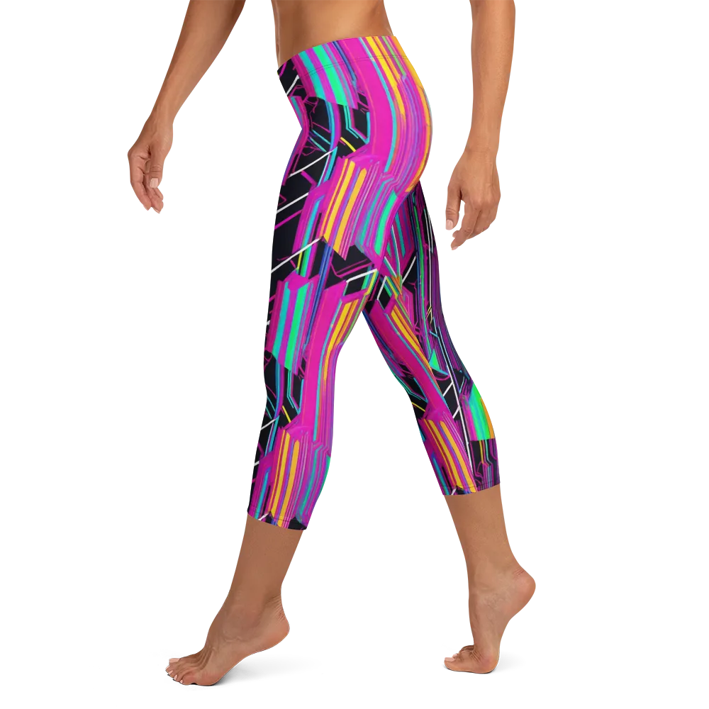 Neon Prism Shift on Capri Leggings — Left