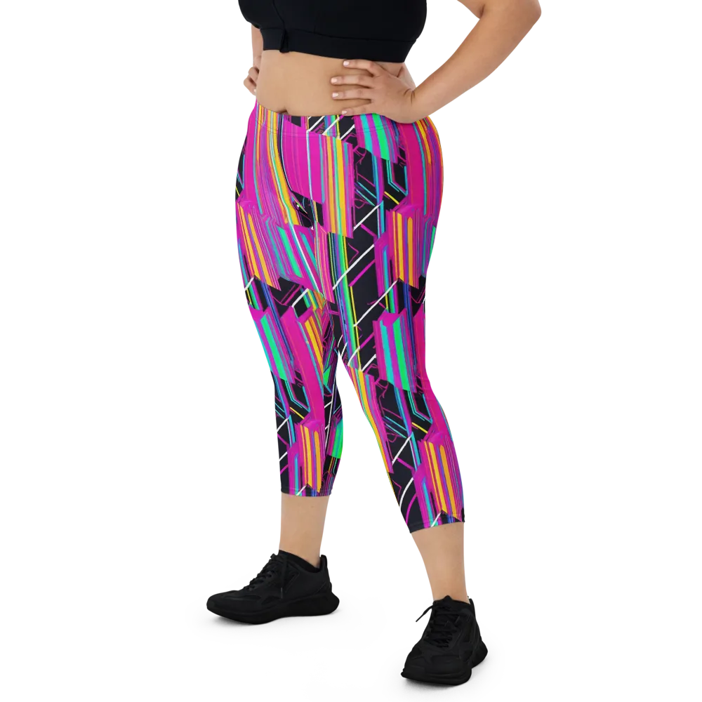 Neon Prism Shift on Capri Leggings — Front