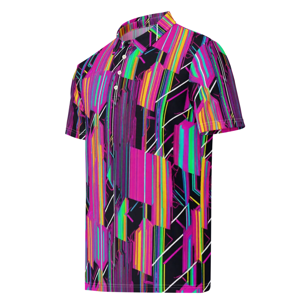 Neon Prism Shift on Men's Slim Fit Polo Shirt — Left Front