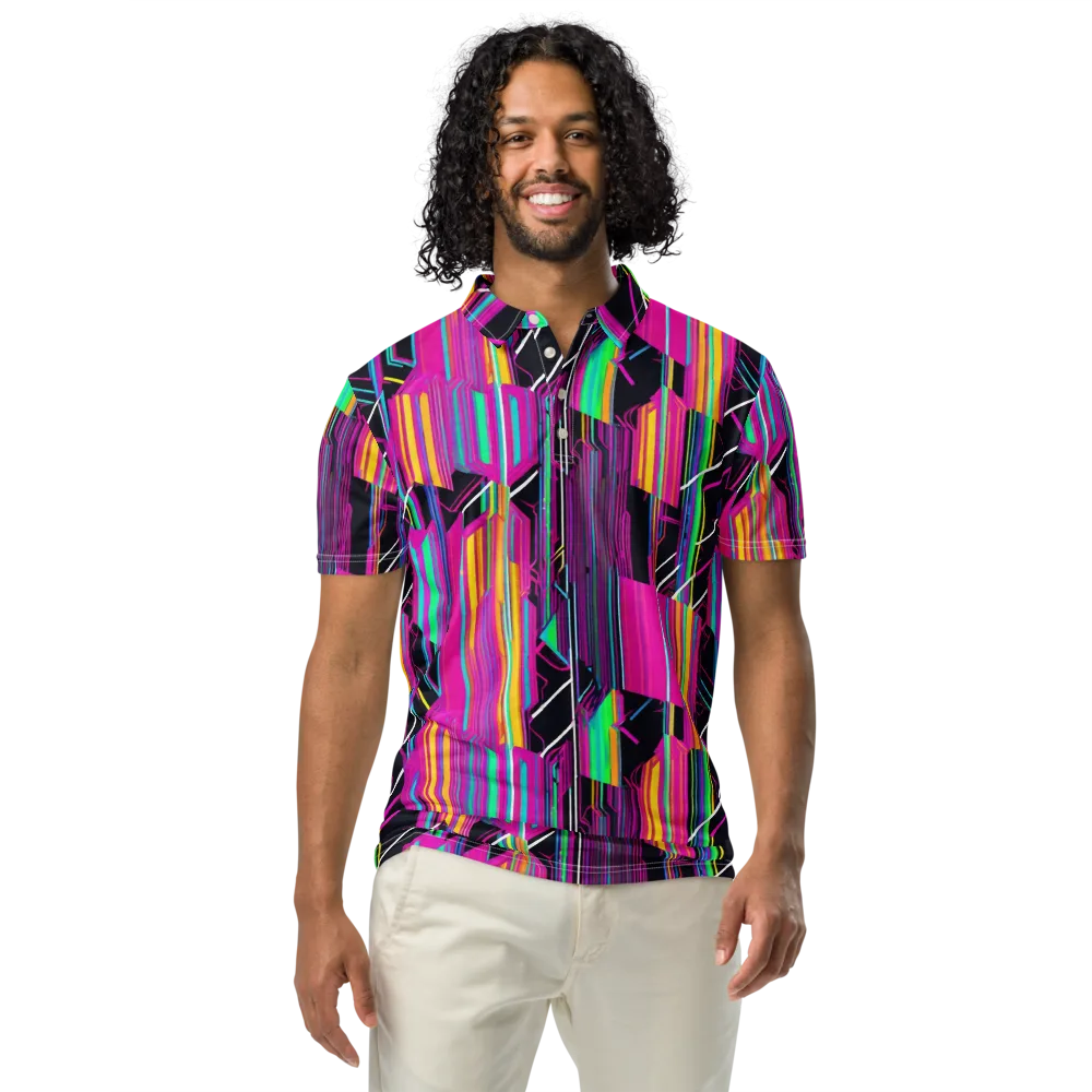 Neon Prism Shift on Men's Slim Fit Polo Shirt — Front