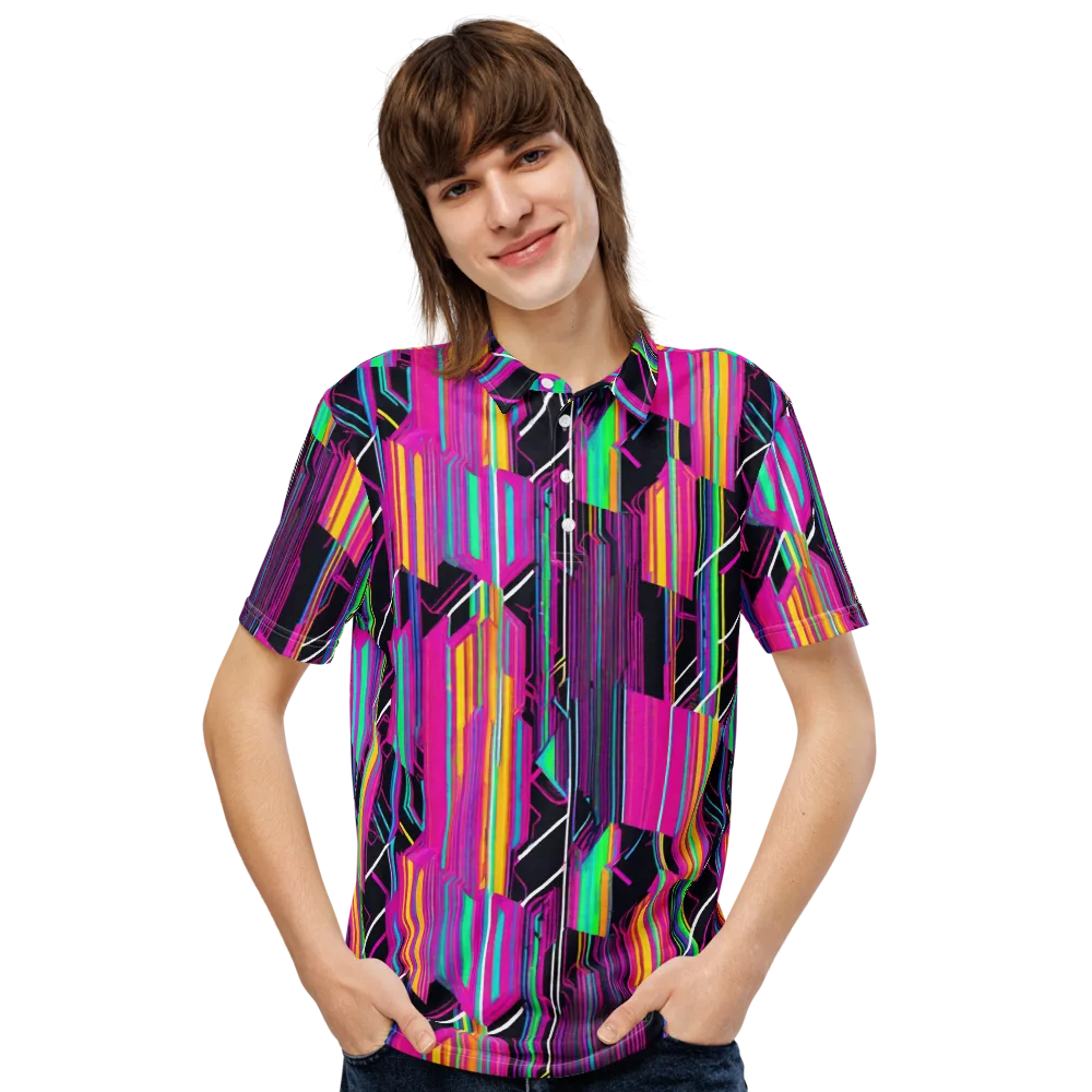 Neon Prism Shift on Men's Slim Fit Polo Shirt — Front