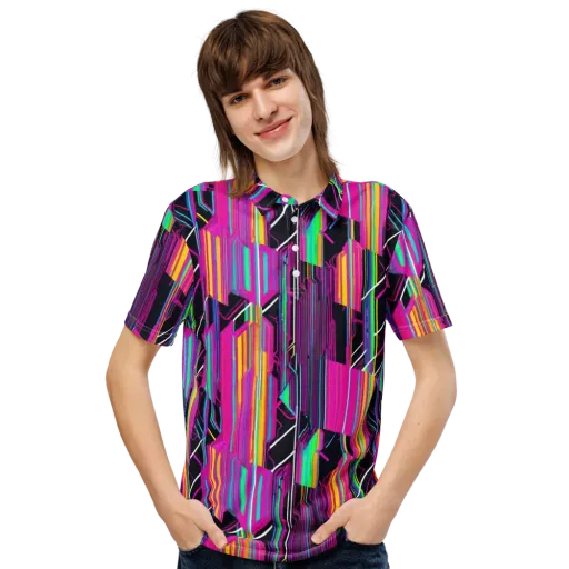 Neon Prism Shift on a Men's Slim Fit Polo Shirt