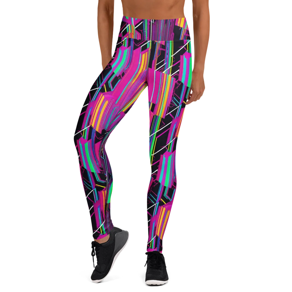 Neon Prism Shift on Yoga Leggings — Front