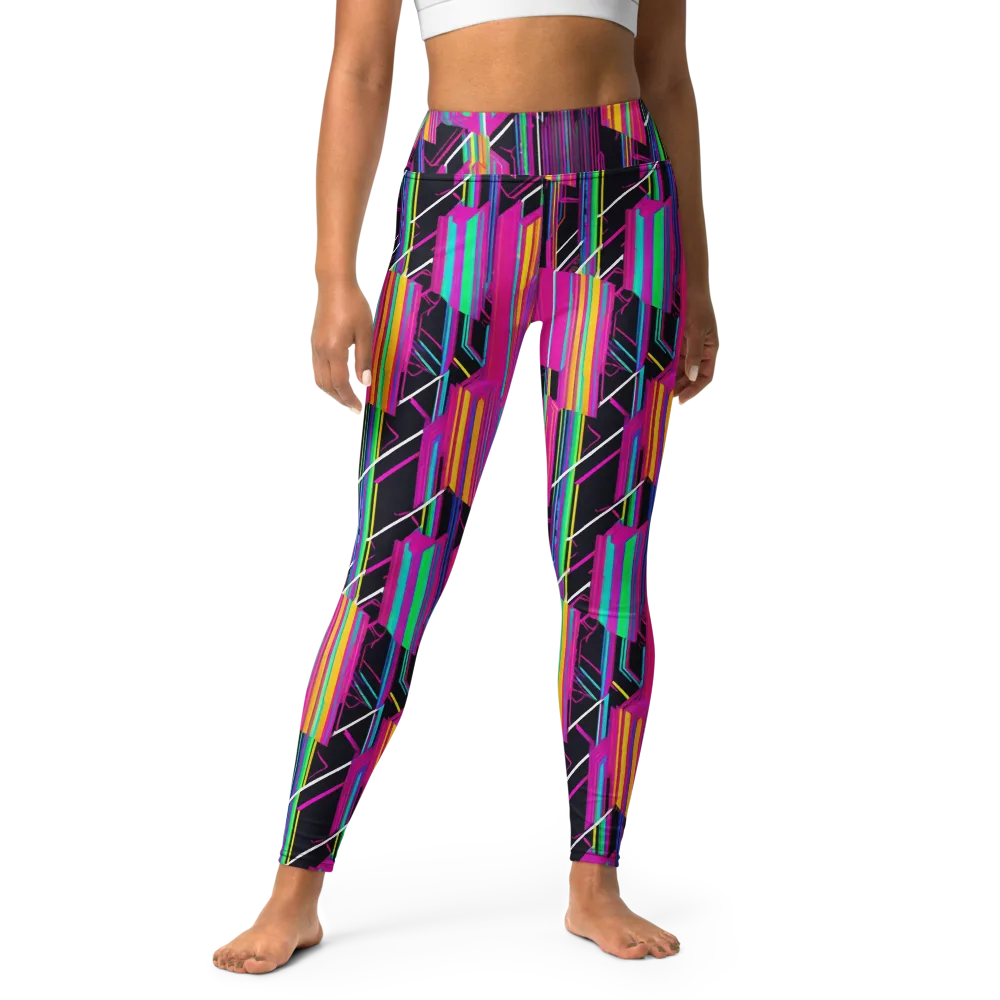 Neon Prism Shift on Yoga Leggings — Front