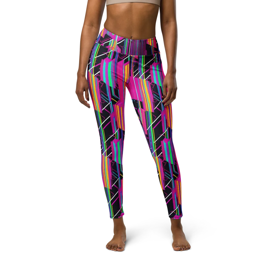 Neon Prism Shift on Yoga Leggings — Front