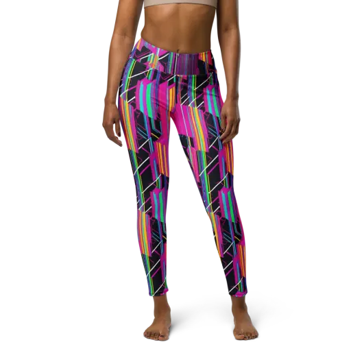 Neon Prism Shift on a Yoga Leggings