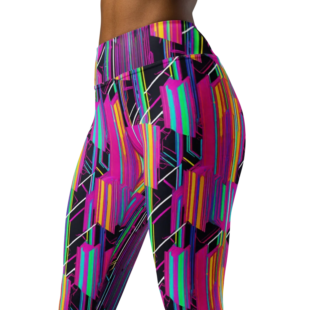 Neon Prism Shift on Yoga Leggings — Left Front