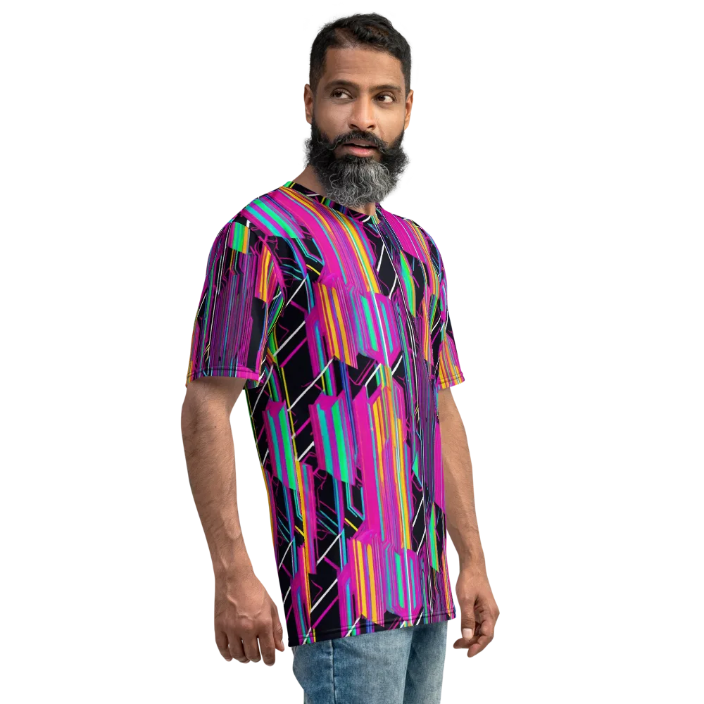 Neon Prism Shift on Men's Crew Neck T-Shirt — Right