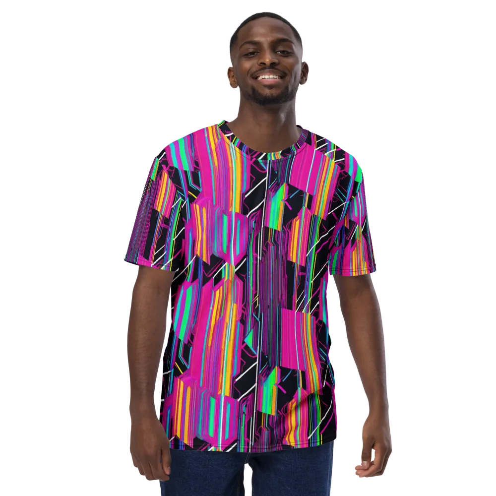 Neon Prism Shift on Men's Crew Neck T-Shirt — Front