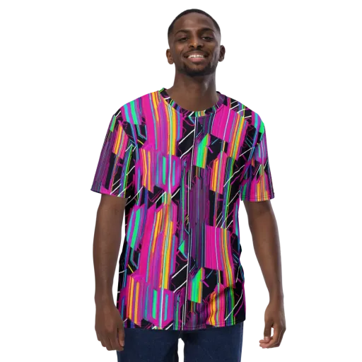 Neon Prism Shift on a Men's Crew Neck T-Shirt