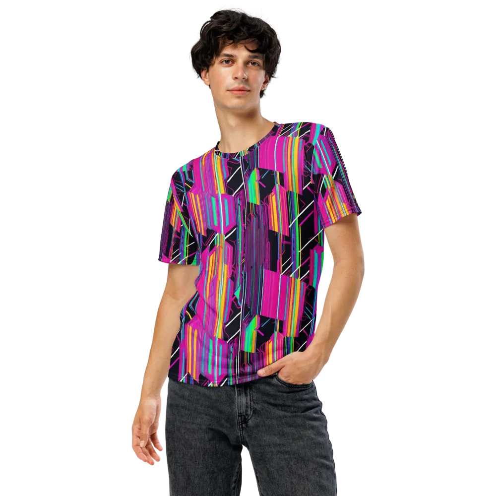 Neon Prism Shift on Men's Crew Neck T-Shirt — Front