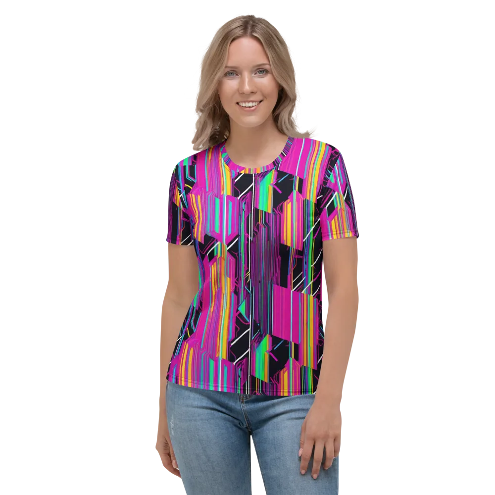 Neon Prism Shift on Women's Crew Neck T-Shirt — Front
