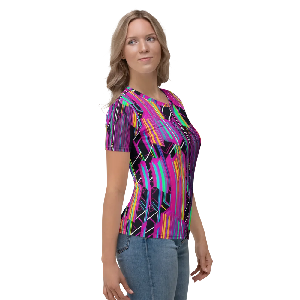 Neon Prism Shift on Women's Crew Neck T-Shirt — Right