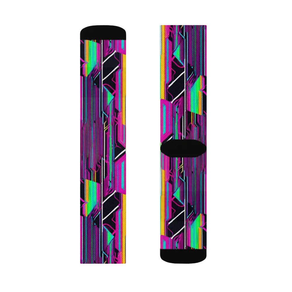 Neon Prism Shift on Socks — Left Sock