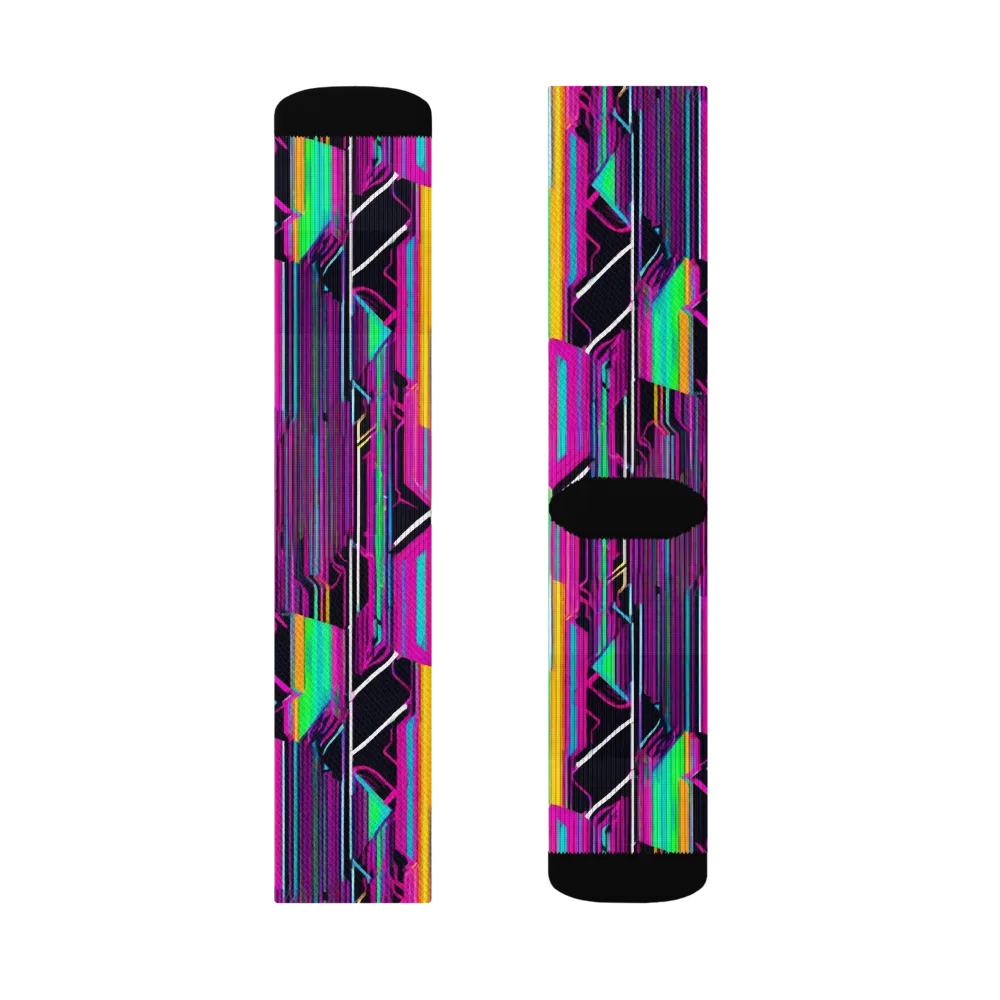 Neon Prism Shift on Socks — Right Sock