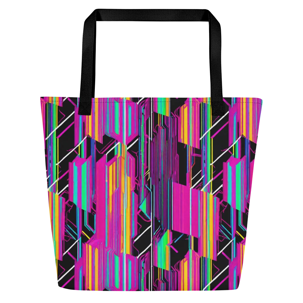 Neon Prism Shift on Large Tote Bag W/ Pocket — Front