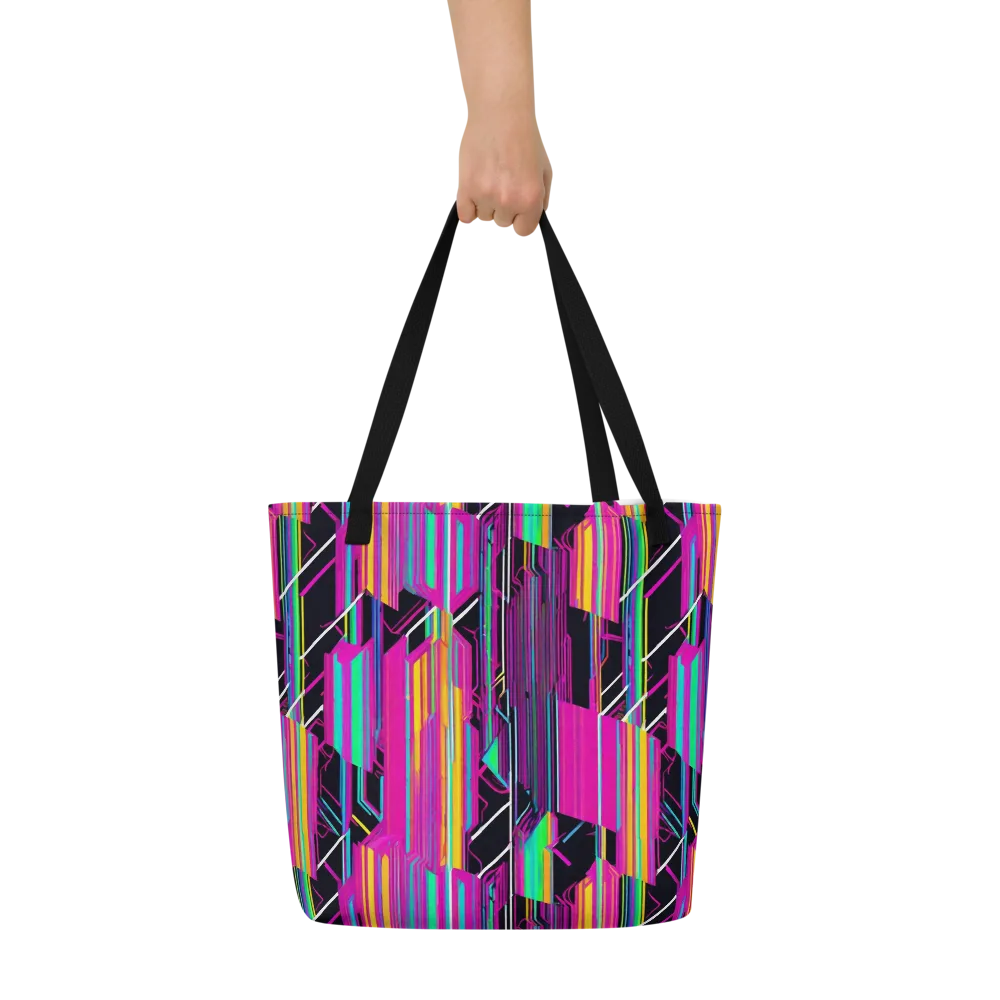 Neon Prism Shift on Large Tote Bag W/ Pocket — Front