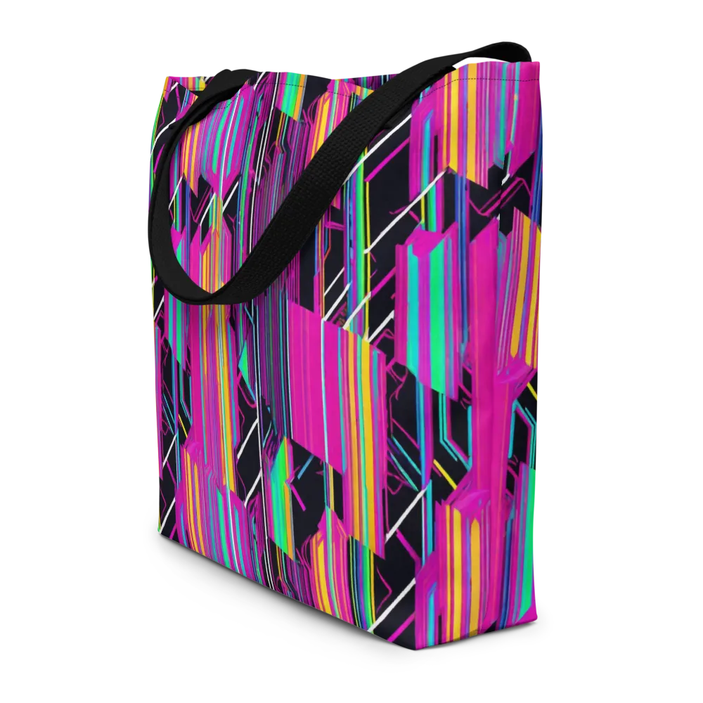Neon Prism Shift on Large Tote Bag W/ Pocket — Front