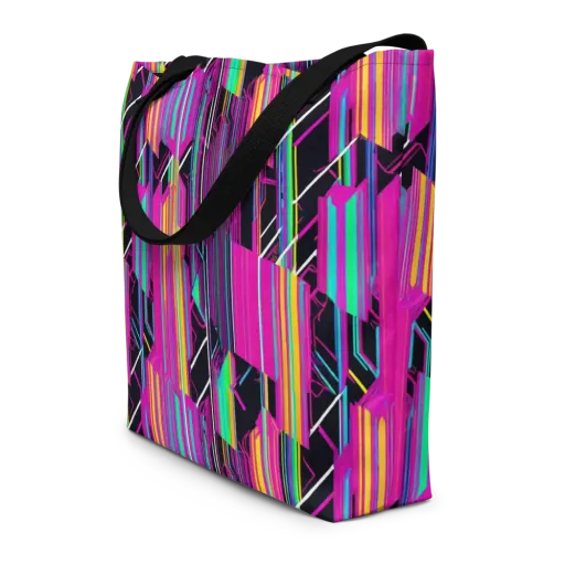 Neon Prism Shift on a Large Tote Bag W/ Pocket