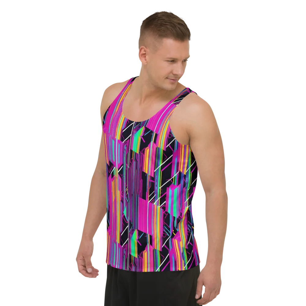 Neon Prism Shift on Men's Tank Top — Left Front