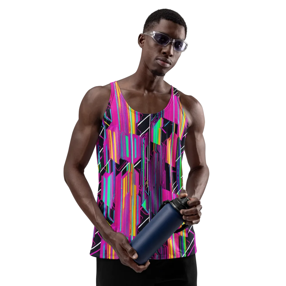 Neon Prism Shift on Men's Tank Top — Front
