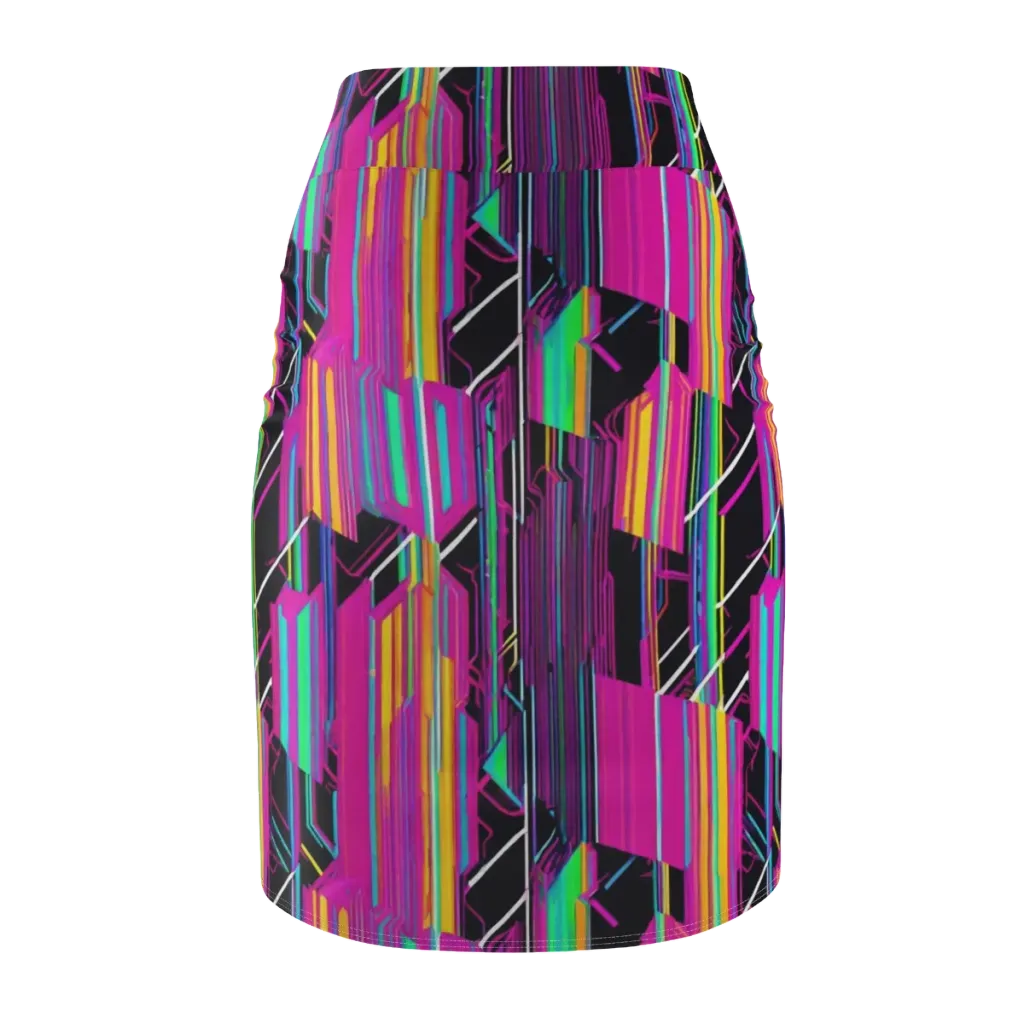 Neon Prism Shift on Pencil Skirt — Back