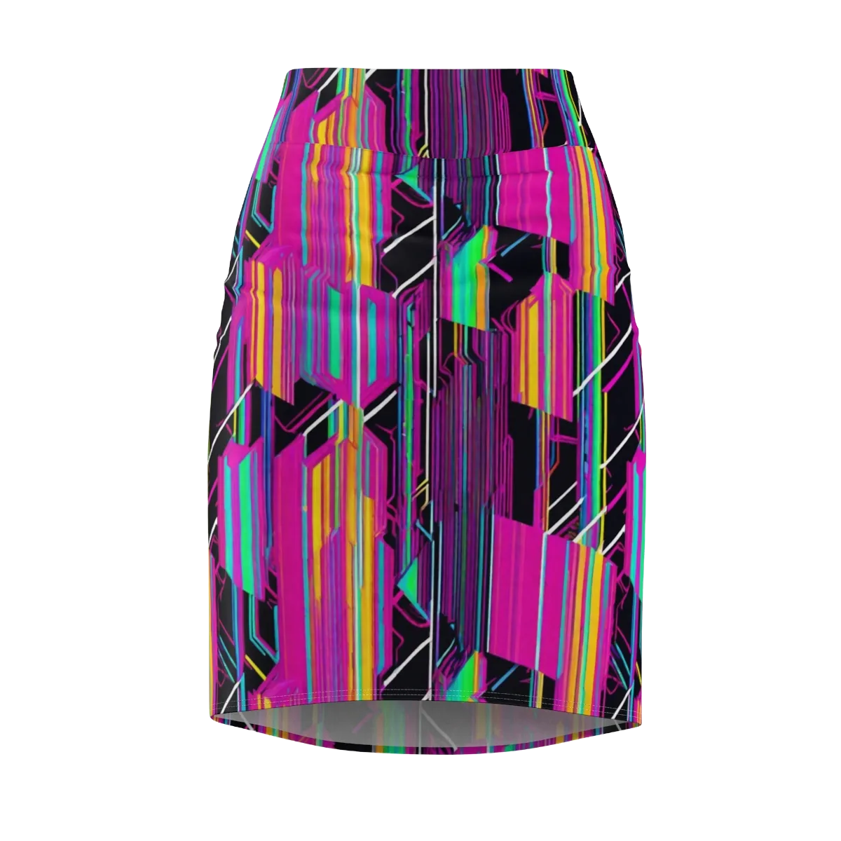 Neon Prism Shift on Pencil Skirt — Front