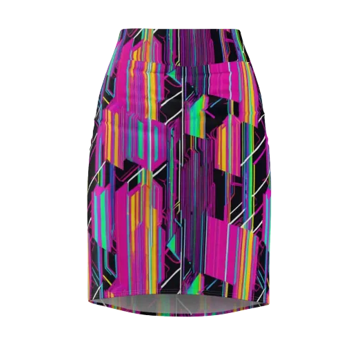 Neon Prism Shift on a Pencil Skirt