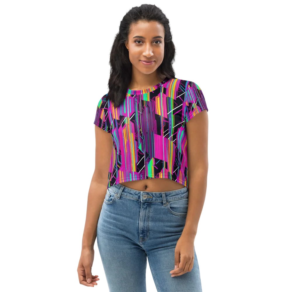 Neon Prism Shift on Crop Tee — Front