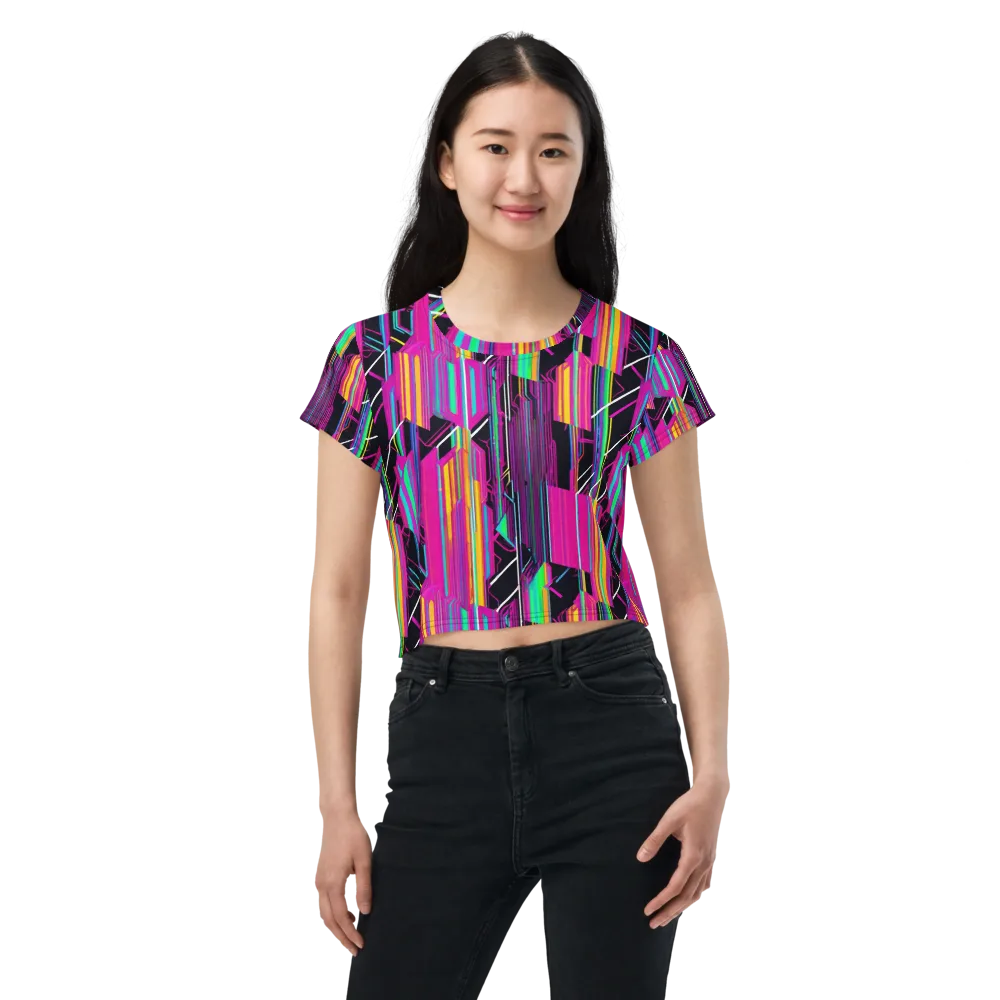 Neon Prism Shift on Crop Tee — Front