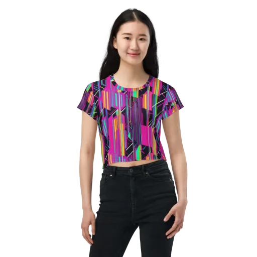 Neon Prism Shift on a Crop Tee