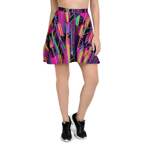 Neon Prism Shift on a Skater Skirt