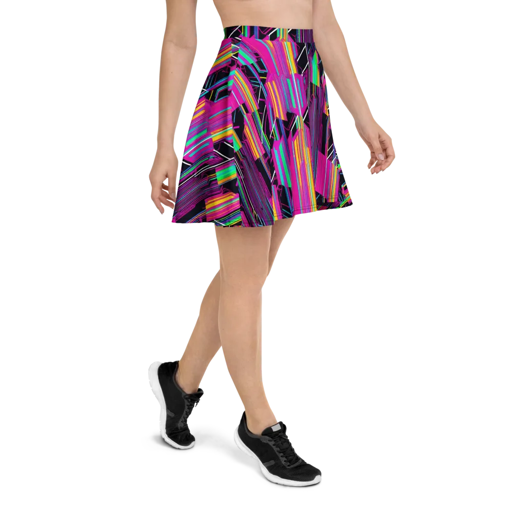 Neon Prism Shift on Skater Skirt — Right
