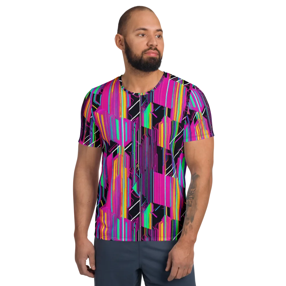 Neon Prism Shift on Men's Athletic T-Shirt — Front