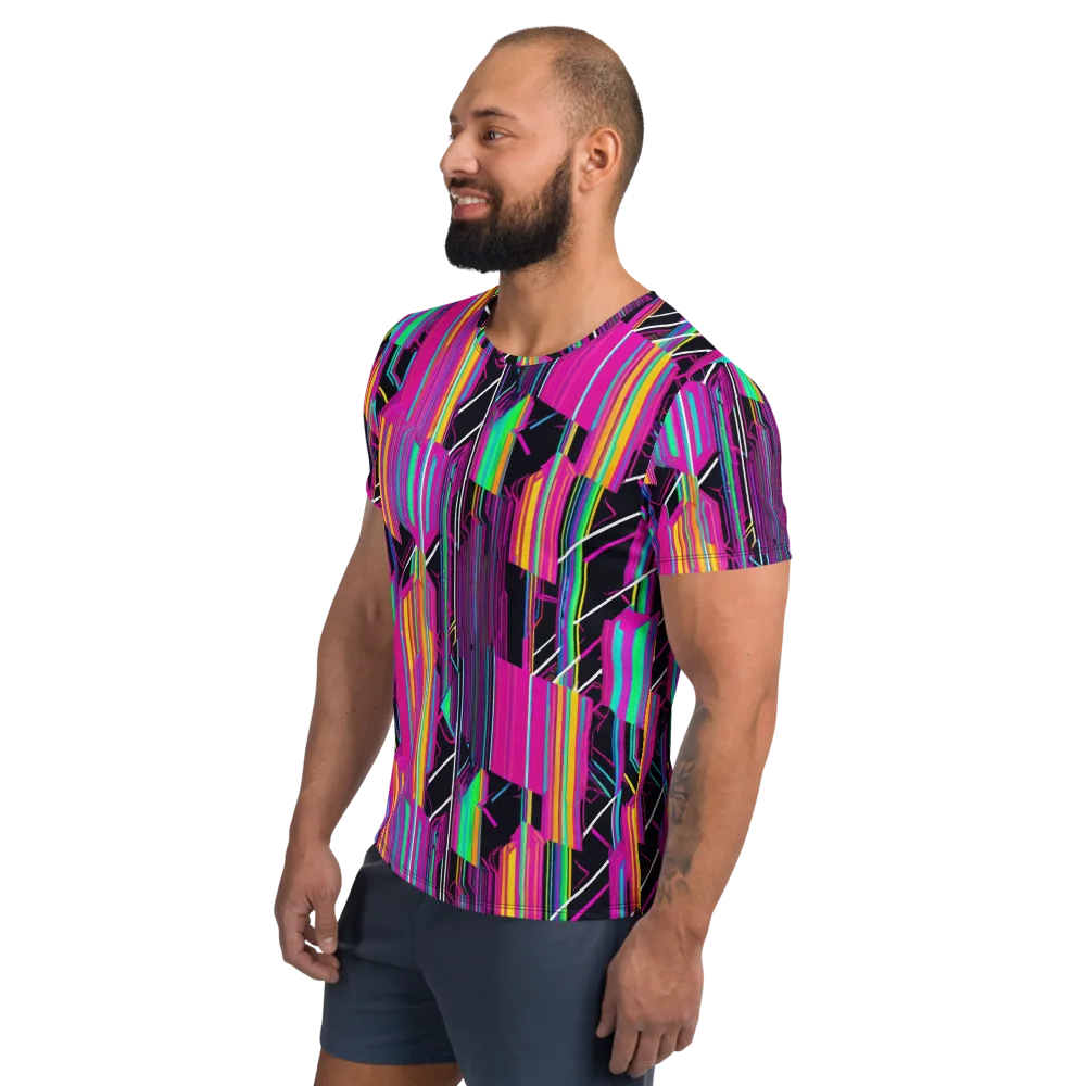 Neon Prism Shift on Men's Athletic T-Shirt — Left