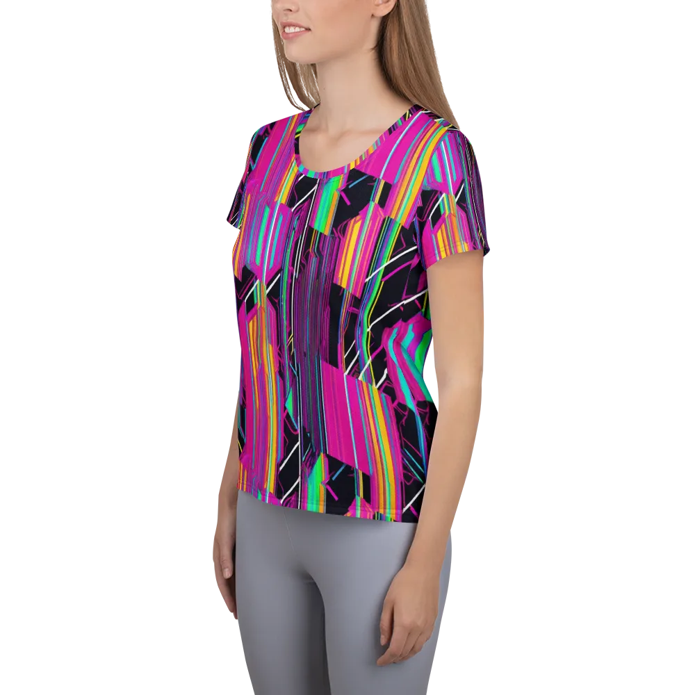 Neon Prism Shift on Women's Athletic T-Shirt — Left
