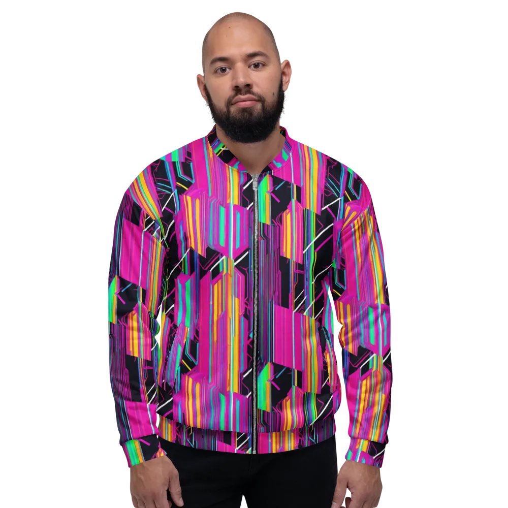 Neon Prism Shift on Bomber Jacket — Front