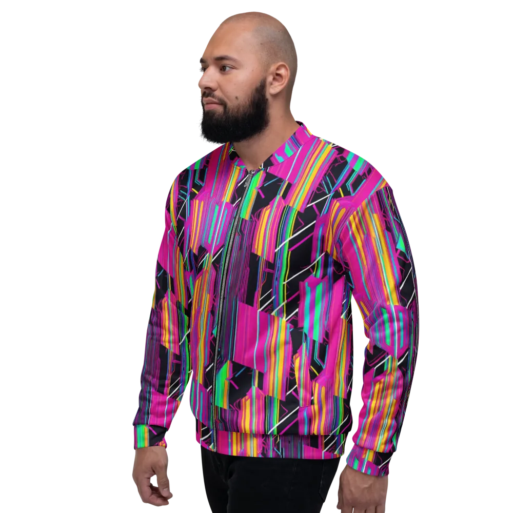 Neon Prism Shift on Bomber Jacket — Left