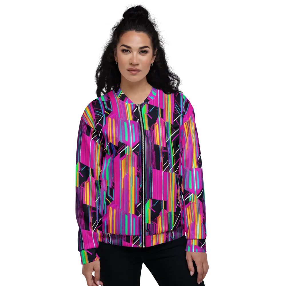 Neon Prism Shift on Bomber Jacket — Front