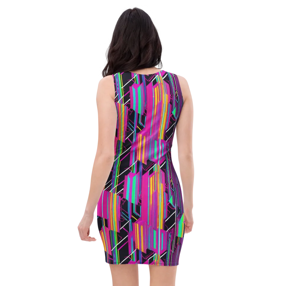 Neon Prism Shift on Bodycon Dress — Back