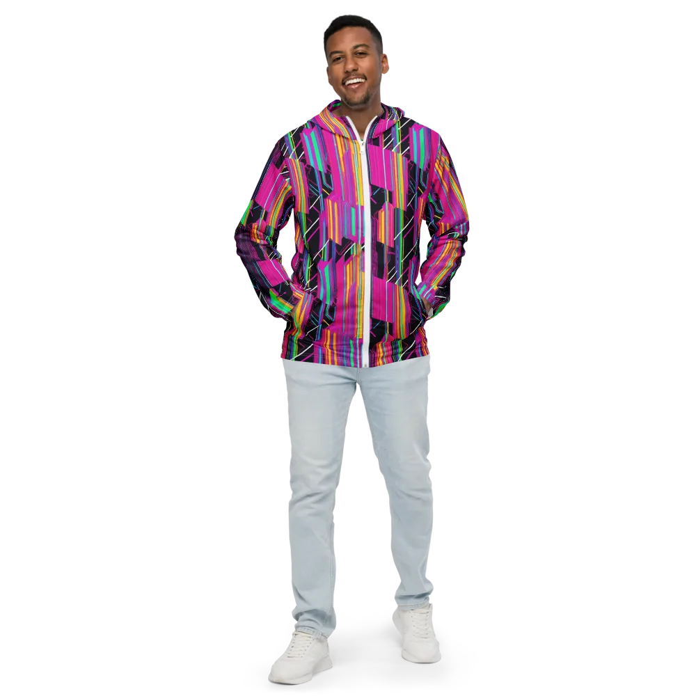 Neon Prism Shift on Men's Windbreaker — Front