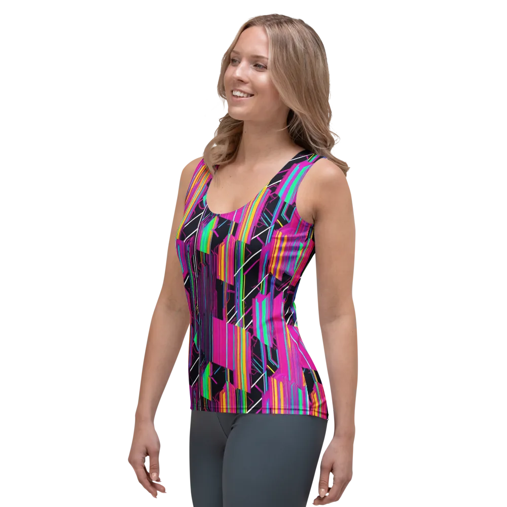 Neon Prism Shift on Women's Tank Top — Left Front