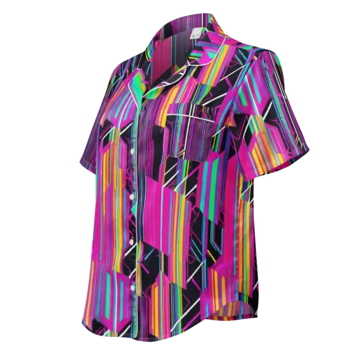 Neon Prism Shift on a Women's Short Sleeve Pajama Top