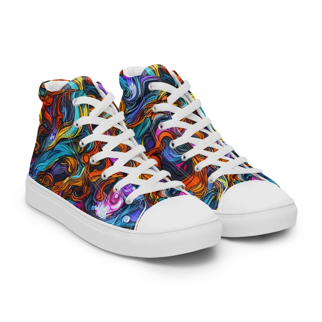 Guiard's Whirl on Men's High Top Canvas Shoes — Right Front