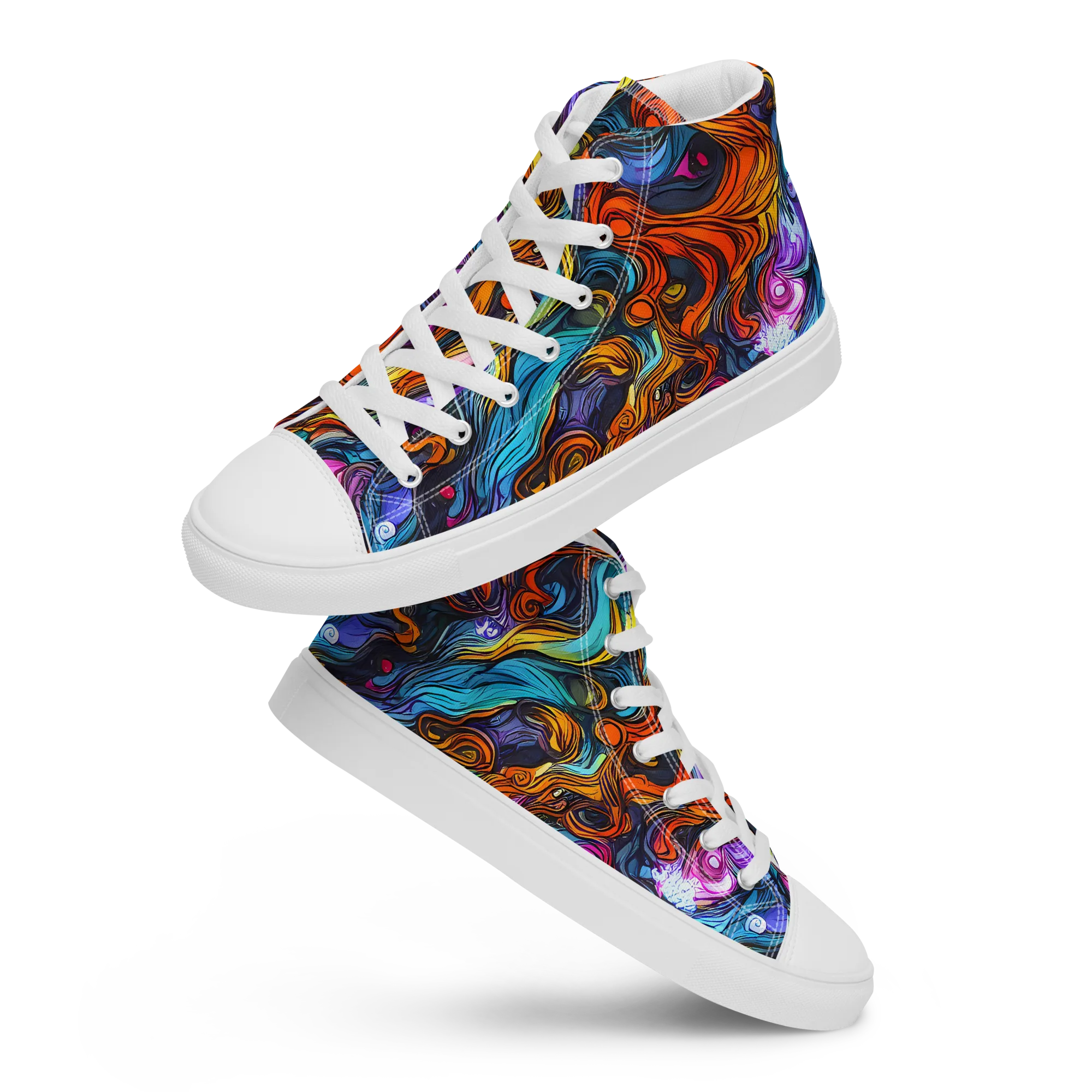 Guiard's Whirl on Men's High Top Canvas Shoes — Front